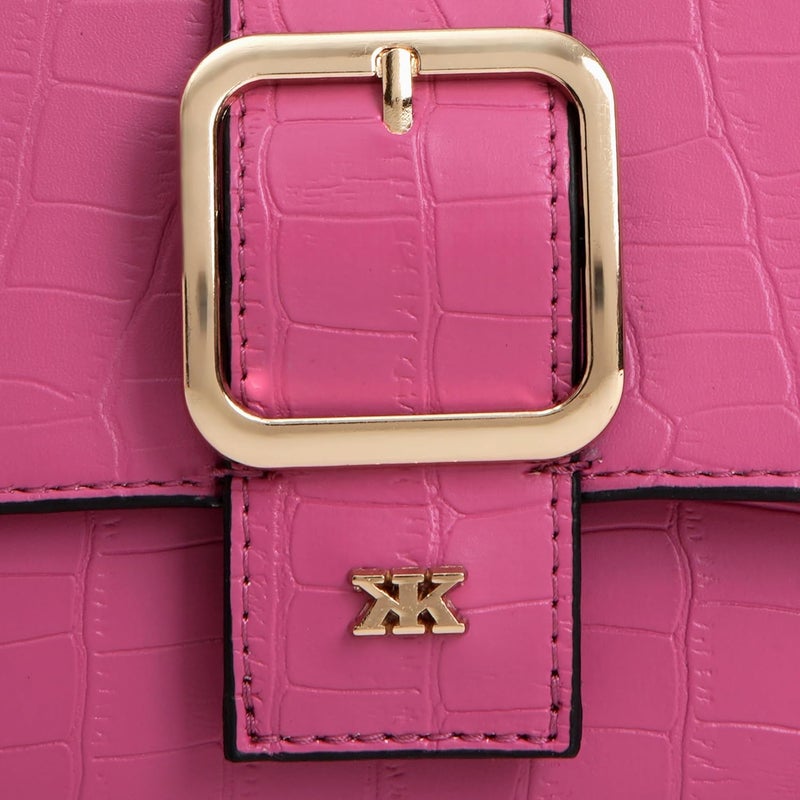KLEIO Vegan Leather Structured Shoulder HandBag for Women - Pink - Image 5